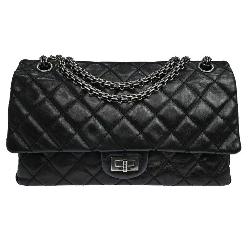 Chanel Reissue 2.55 Flap Quilted Aged Calfskin Black Leather Handbag